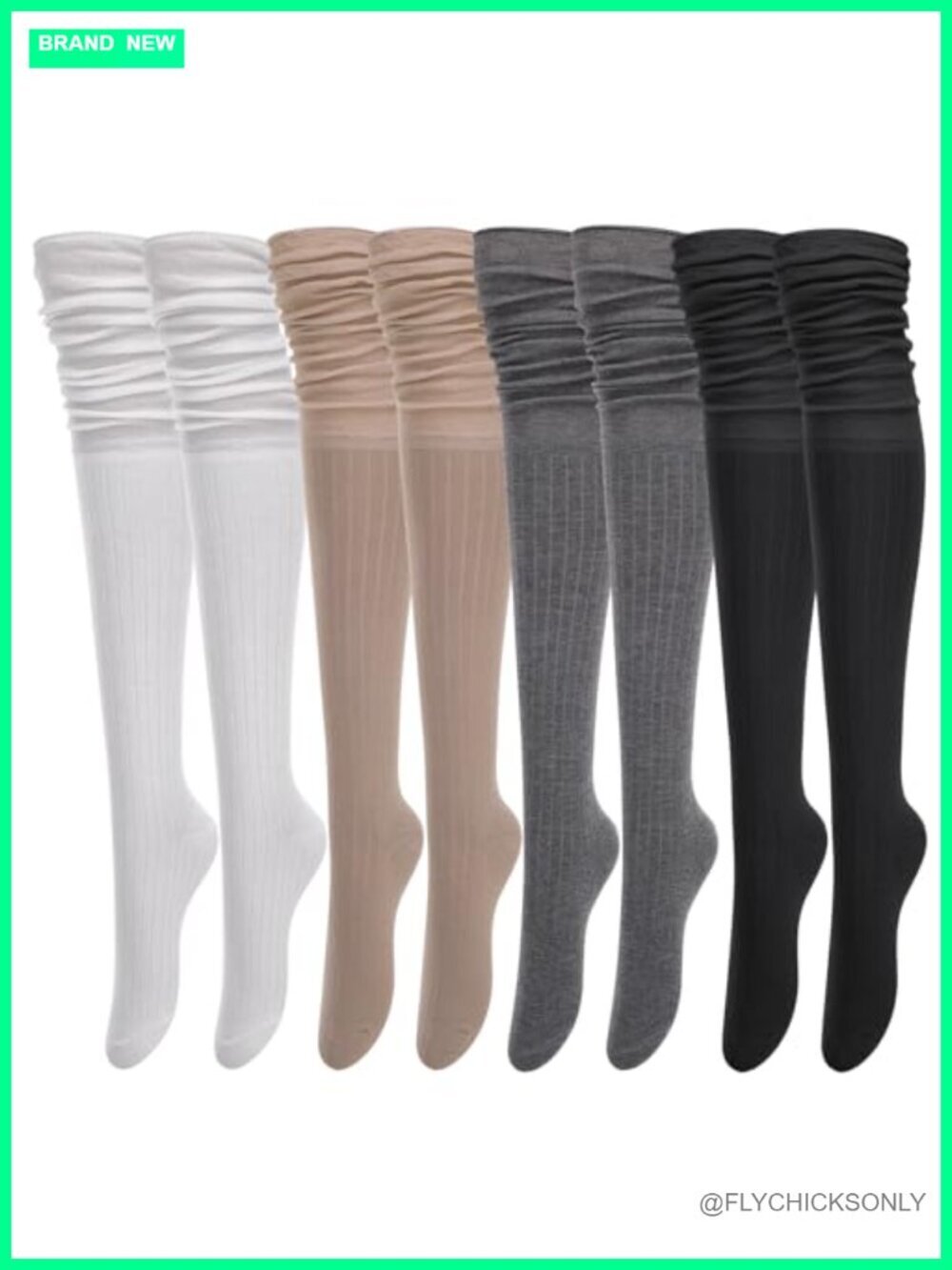 Set of 4 Over the Knee Socks for Boots Stretchy Fashion Thigh High Socks